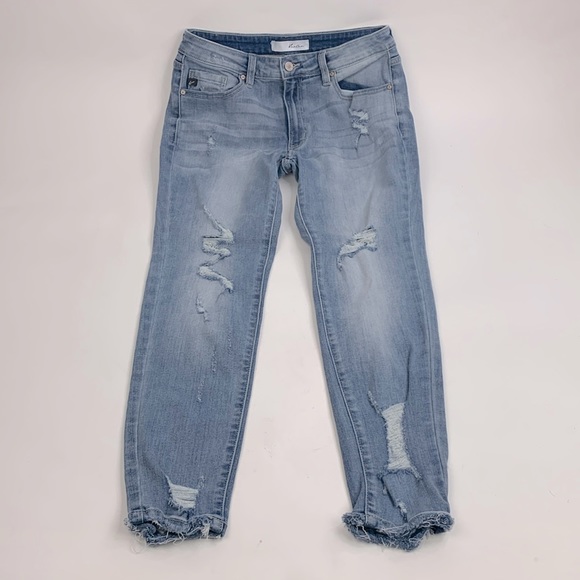 KanCan Distressed Skinny crop ankle jeans Size 9/28 Stretch Light wash denim - Picture 1 of 12